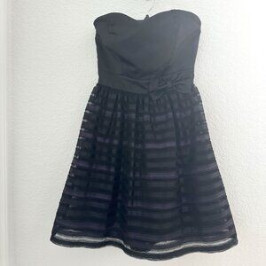 Vintage Y2K BeBop Empire Waist Strapless Mini Cocktail Dress Womens S Black Mesh